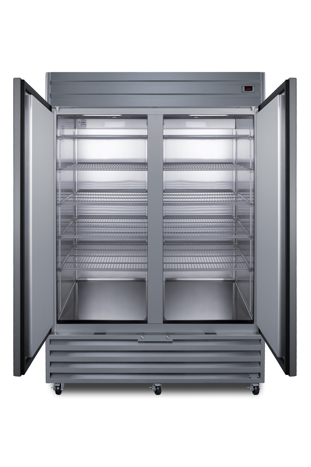 39 cu.ft. commercial reach-in freezer with French doors and stainless steel construction